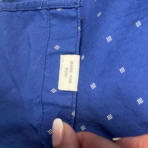 American Eagle Button Down LS Shirt Mens XL Blue w/Wht Diamond Print Classic Fit - Picture 9 of 14